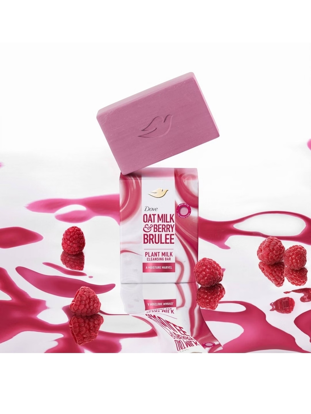 Dove Oat Milk & Berry Brulee Plant Milk Cleansing Bar - Pink